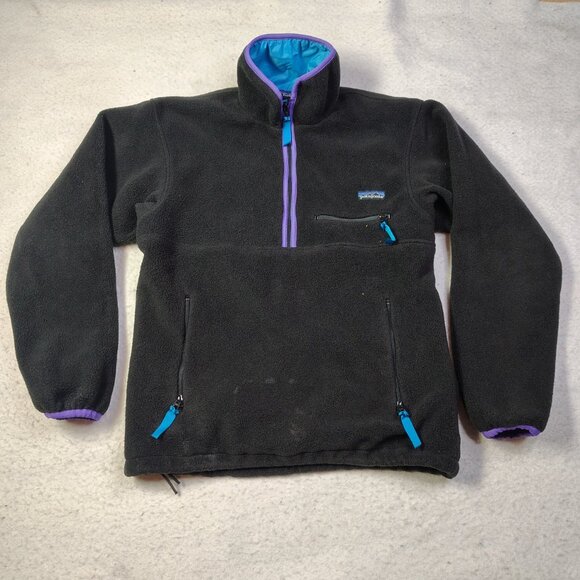 VINTAGE Patagonia Glissade Jacket Mens Size Smalll Black Blue Fleece Pullover